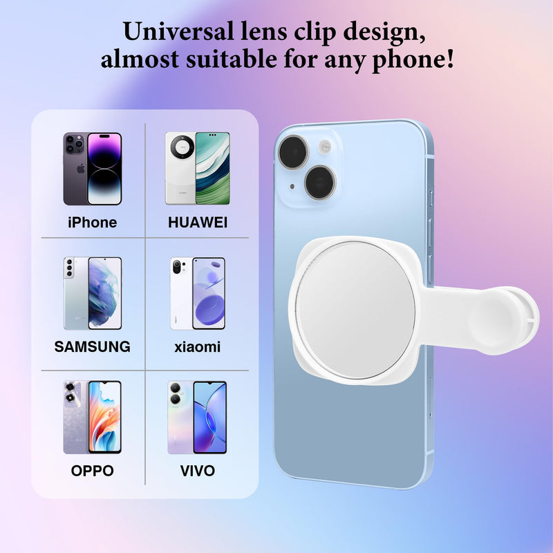 Phone Rear Camera Selfie Mirror - See How You Look in The Back Camera - for High Definition Photos (White)