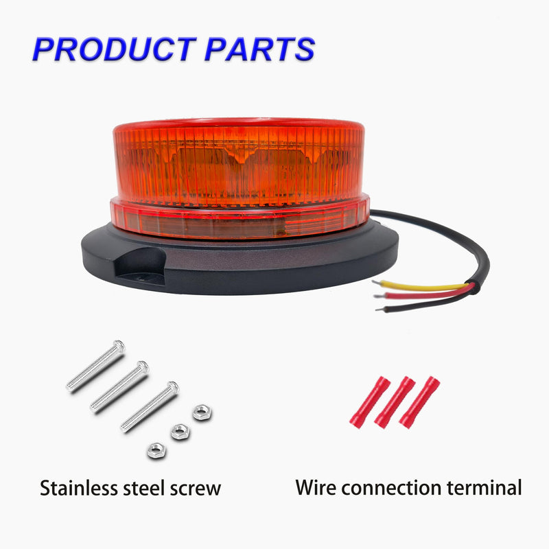 ONERAY Amber Beacon Strobe Light, Flashing Emergency Warning Lights, Permanent Mount 360°Roof Top Safety Flasher for Vehicles, Trucks, Tractor, Golf Carts, Postal Car (Screw) Screw