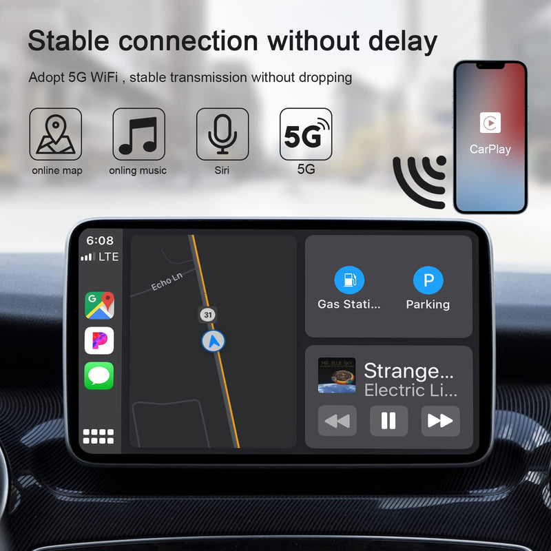 Wireless CarPlay Adapter 2024 Upgrade for Apple Convert Wired to Wireless CarPlay Dongle Plug & Play Fit for Cars from 2015 for iPhone iOS 10+ (White) Square White