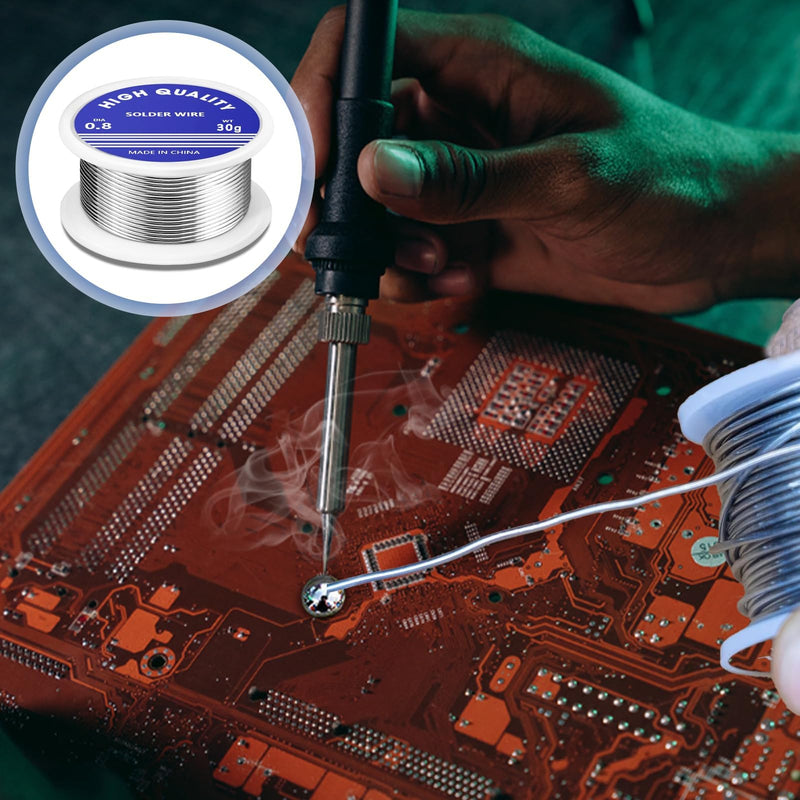 Solder 0.8 mm, 30 g, Solder with Flux, Solder Wire, Solder Wire, Solder Wire, Solder Lead-Free with Rosin Core, for Repair and DIY of Electronic Electric Soldering Components