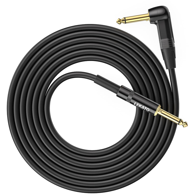 LEKATO Guitar Cable 10ft Exclusive Mute Plug, Electric Instrument Cable for Electric Guitar, Bass, Professional Electric Guitar AMP Cord with Dual Mute Plug Ends, 1/4" Right Angle to Straight Plug
