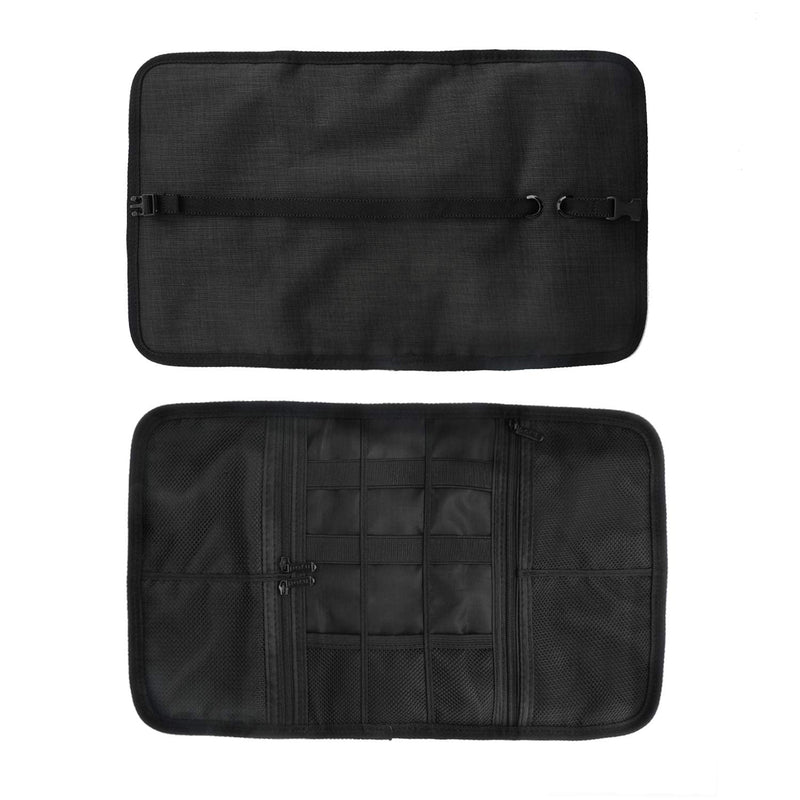 Patu Roll Up Electronics Accessories Travel Gear Organizer Case, Black - Portable Universal External Batteries Hard Drives Cable Management Healthcare Cosmetics Kit Bag