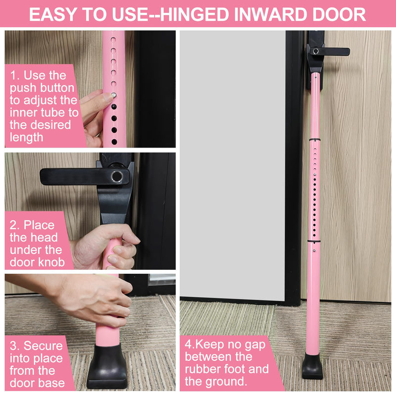 Personal Safety Alarm for Women & 2 Pack Pink Door Security Bar