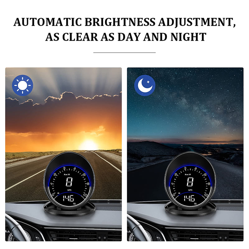 wiiyii Auto GPS Speedometer G6, Car HUD Head Up Display HD Display, Overspeed Alarm for All Vehicle