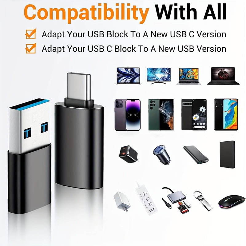 [AUSTRALIA] - SheraF 4 Pack USB to USB C OTG Adapter, 2Pack Type C Female to A Male Charger Converter 2Pack USB C Male to USB 3.0 Female Adapter Thunderbolt 4 Converter iWatch 8 9,15 14 13 Pro Max 