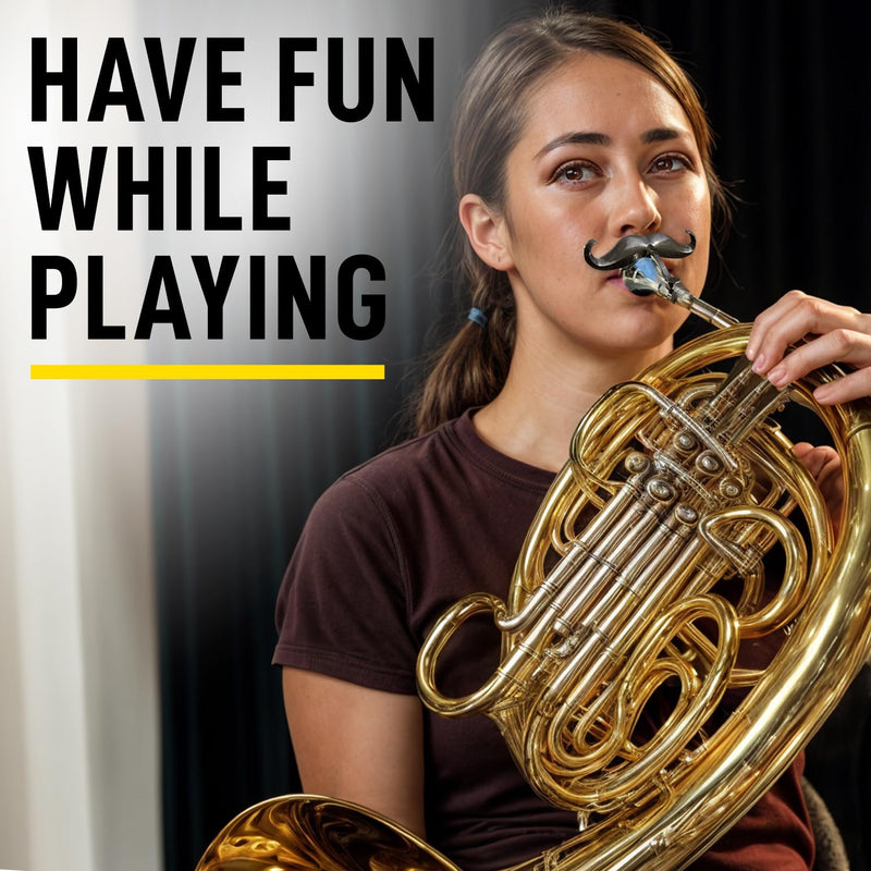 [2 Pack] Clip-On Mustache For French Horns - Includes Protective Case - Made To Fit All French Horn Mouthpieces - Perfect Accessory For Young Musicians