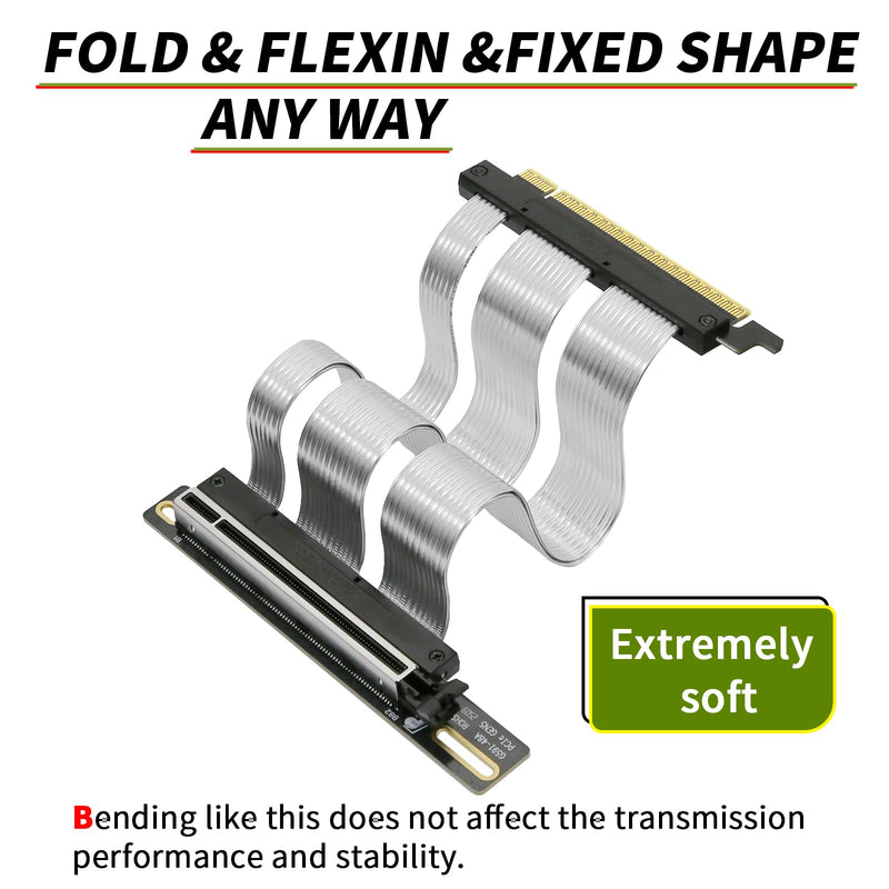 PCIe 5.0 X16 Riser Cable GPU Extension Cable GEN5 Vertical Mount for Next RTX5090, GEN5 SSD Riser Card (15cm) Right Angel 15cm