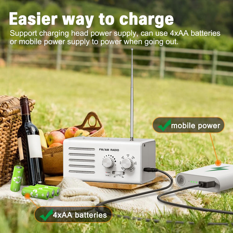 AM FM Radio Portable,Goodes Transistor Radio Plug in Wall Battery Powered with Best Reception, Loud Speaker, Excellent Sound, Small Radios for Home Outdoor Office Desk Use/Decor, Gift for Elders
