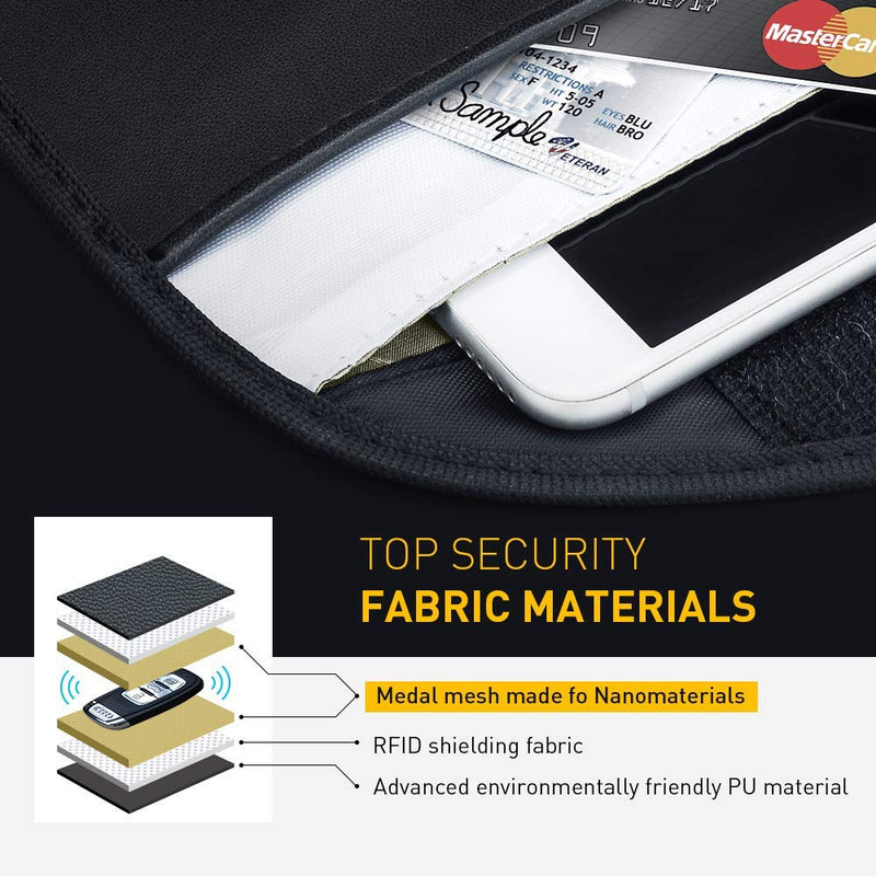 2 Pack Faraday Bags for Car Keys and Cell Phone, Signal Blocking Key Pouch, Anti Theft Car Protection, Cell Phone WiFi/GSM/LTE/NFC/RFID/Keyless Entry Fob Signal Blocking Pouch