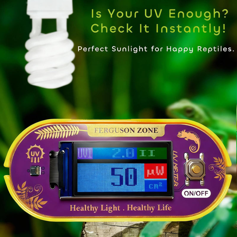 [AUSTRALIA] - Reptile UVB UVA Light Meter for Bearded Dragon Tank Accessories, Portable Light Meter & Radiation Detector for Reptiles, Test Light and Sunlight Wavelength Meter with CR2032 Battery Light Yellow 