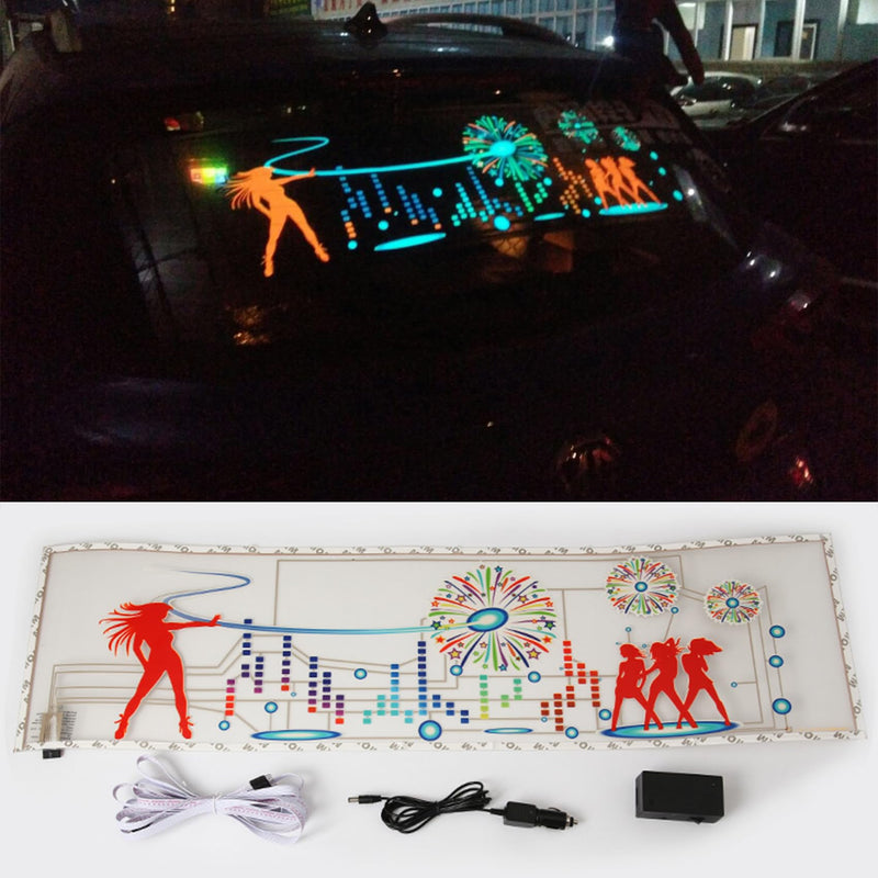keeda Sound Music Activate Sensor Car Auto Sticker LED Light Equalizer Glow LED Light Audio Voice Rhythm Lamp (Firework, 90x25 cm) Firework