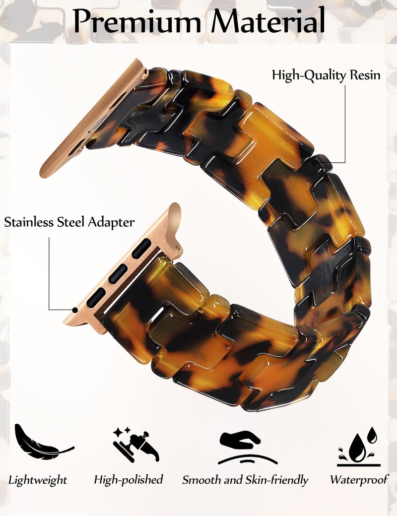 JR.DM Boho Beaded Watch Bands Resin Stretchy Watch Band Bundle Compatible with Apple Watch Band 38mm 40mm 41mm 42mm 44mm 45mm 49mm for Women for iWatch Series 9/8/7/6/5/4/3/2/1/SE/Ultra(No Case)