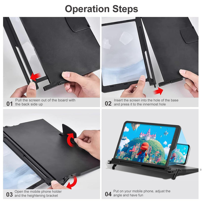 [AUSTRALIA] - FLY KAN 12" Foldable Smartphone Screen Magnifier for cell phone, Portable 3d hd Mobile Phones Video Amplifier with Vertical and Horizontal Magnifying display for smartphones, for Watching Movie Videos 