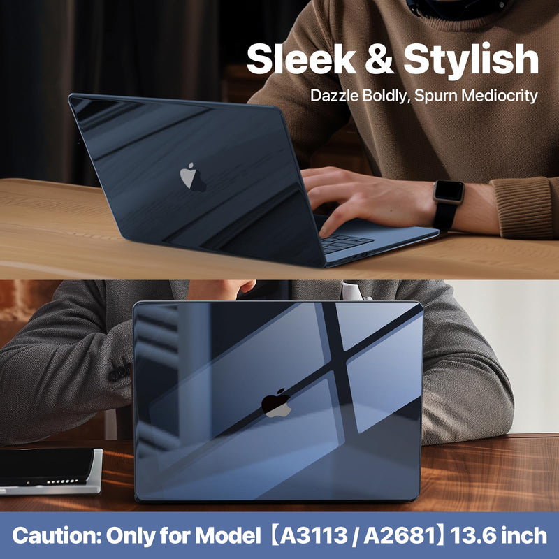 [AUSTRALIA] - for MacBook Air 13.6 inch Case M3 M2 2024-2022, Model A3113 A2681 [Exclusive Midnight] [Outshine Bare Beauty] Hard Shell Cover for MacBook Air M2 13 inch Case - Crystal Midnight 