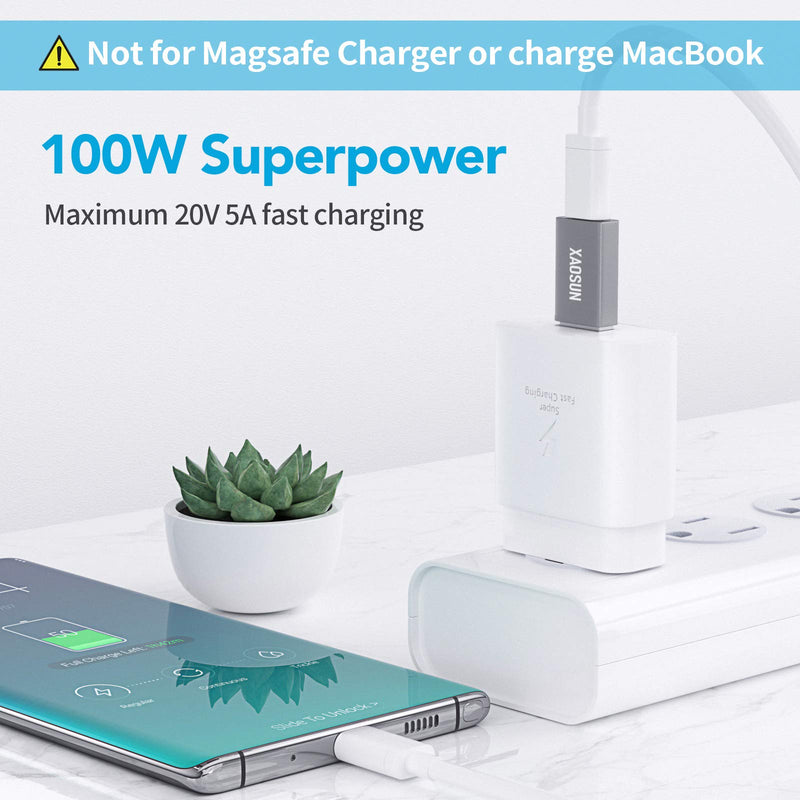 [10Gbps] USB C Female to USB Male Adapter (2-Pack), 3.1 USB A to USB C Adapter, XAOSUN One-Sided SuperSpeed Data Sync & 100W Fast Charging - Compatible with Laptop, PC, Charger, Power Bank, Quest Link Space Gray