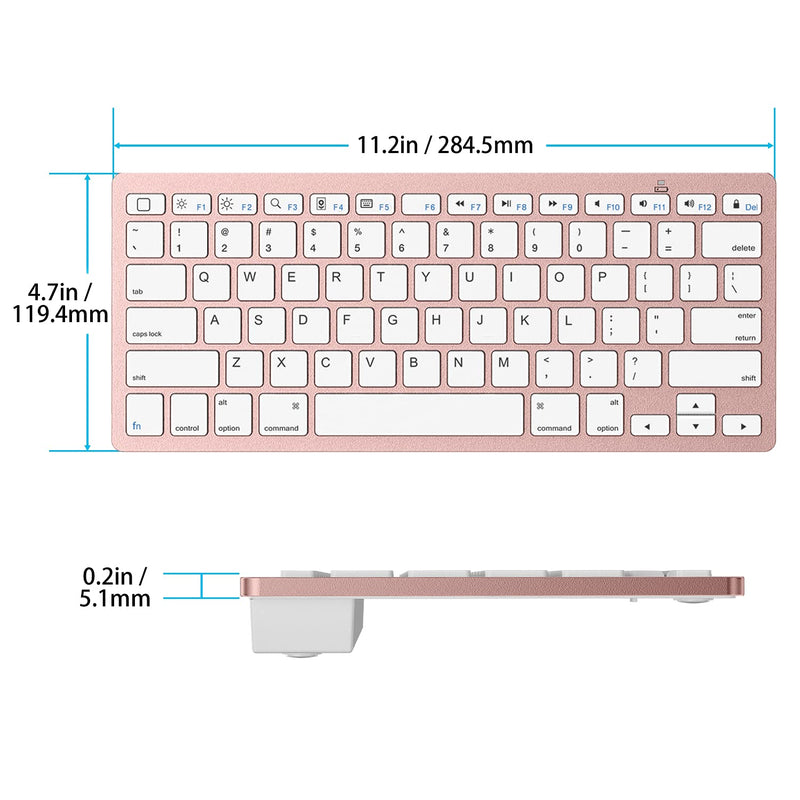 OMOTON Ultra-Slim Bluetooth Keyboard Compatible with iPad 10.2(9th/ 8th/ 7th Generation)/ 9.7, iPad Air 4th Generation, iPad Pro 11/12.9, iPad Mini, and More Bluetooth Enabled Devices, Pink Gold