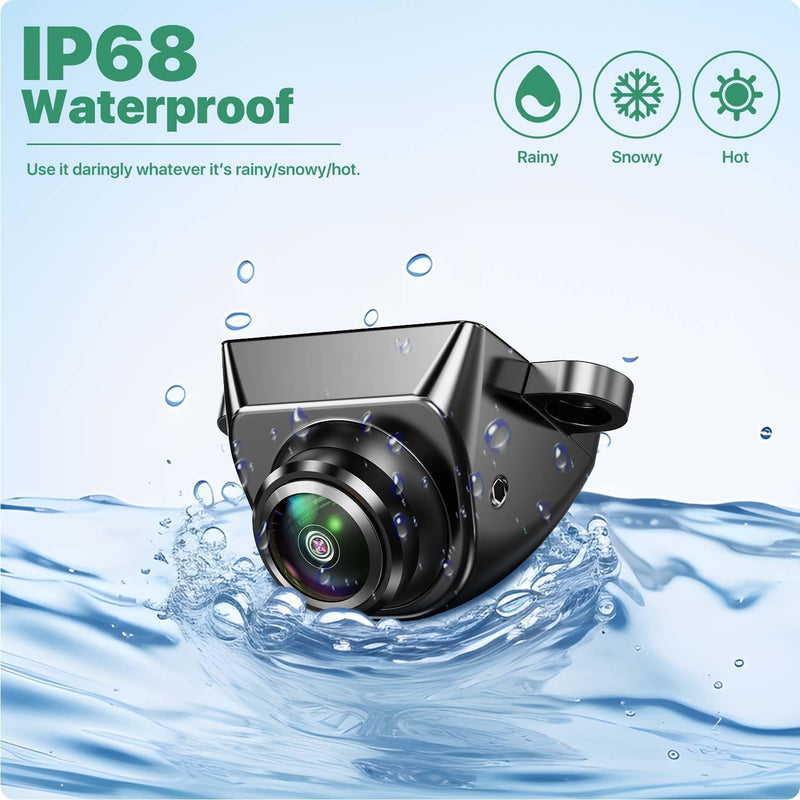 AHD1080P Backup Camera with Video Format Switch Button, GreenYi Reverse Rear/Front/Side View Cam, Adjustable Fisheye Lens, Waterproof Night Vision 170 Degree Wide View
