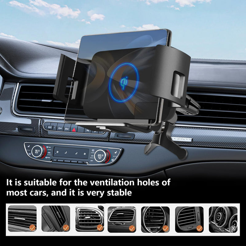 Wireless Car Charger Mount, 15W Fast Charging Holder | Wireless Strong Suction Fast Charging Phone Holder, Shockproof Silicone for iPhone 17/16/15 Pro Max & Galaxy Z Fold8/7/6/5/4