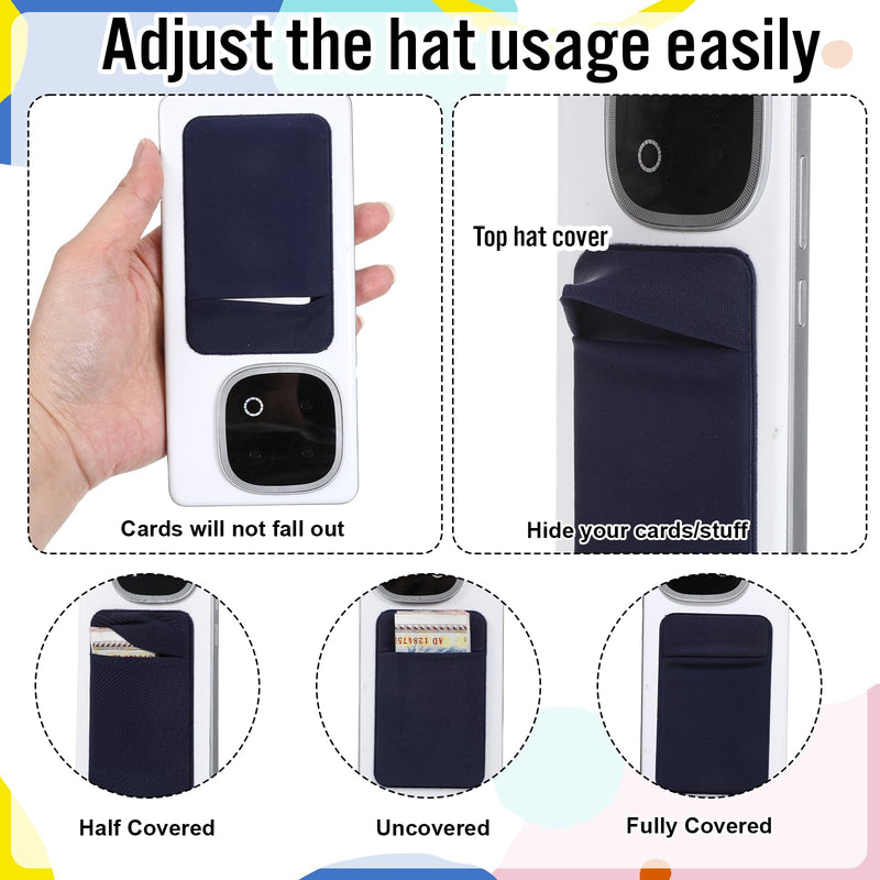 2 Pack Stick on Phone Wallet, Adhesive Cell Phone Card Holder, Stretchy Spandex Sticky Credit Card Wallet Pocket for All Smartphones