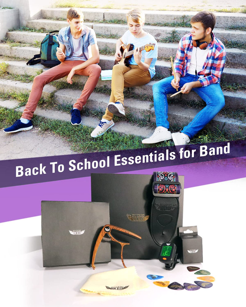 Stage Rocker Guitar Accessories Gift Box for Acoustic and Electric Guitars, 5-in-1 Essential Gift Purple