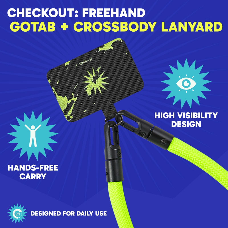 SteepLab Highlighter Case + Freehand Crossbody Lanyard Bundle for iPhone 17 - Hands-Free Carry with Bold Color Protection - Neon Noise