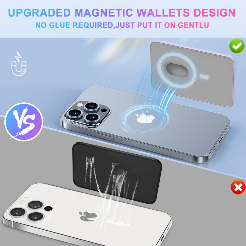 Magnetic Cell Phone Card Holder, Latest Rainbow Mag-Safe Card Wallet, RFID Blocking Phone Wallet for Women, Cell Phone Card Sleeves for Back of iPhone 15/14/13/12, Rainbow Purple