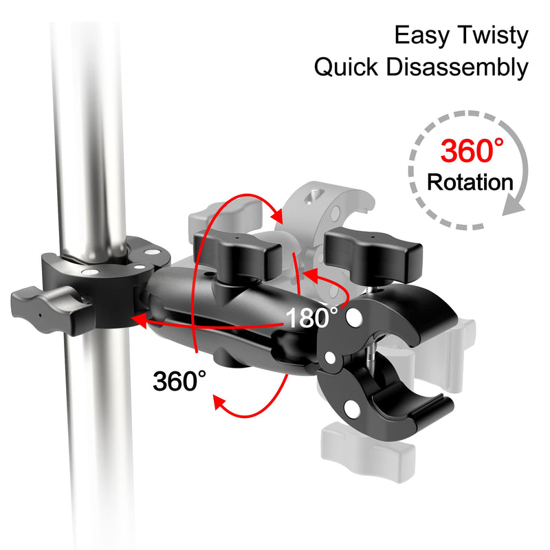 [AUSTRALIA] - Double Mount Clamp Bracket Monitor Magic Socket Arm for Desk Photo Studio Light Stand, Photography Reflector, Flag Holder Mount, Cross Bars, Umbrella, Pole Stick Shoot Accessories Tools 