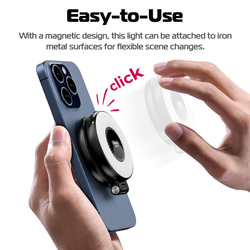 ULANZI Magnetic Selfie Light White, LED Fill Light Compatible with Magsafe, LED Selfie Ring Light Included Sticky Ring for Phones, for Selfies/Photography/TikTok/Zoom Calls/Video Conference Color