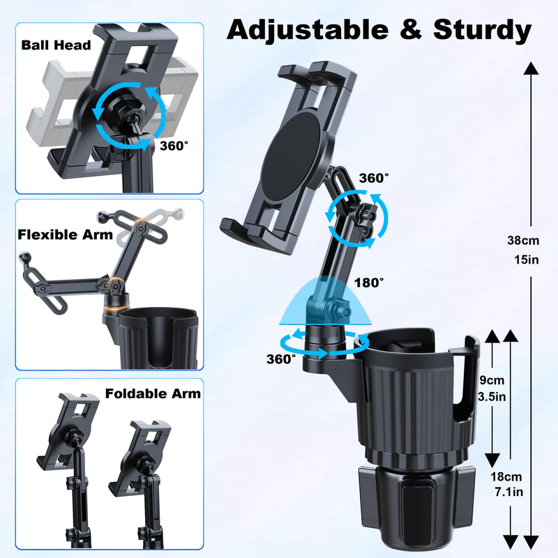 [AUSTRALIA] - Peastrex Cup Holder Tablet Mount, Ipad Cup Holder Car Mount with Adjustable Arm for Tablet iPhone 3-13in iPad Pro Air Mini, Fire, iPhone 15, Galaxy S24 Z Fold 5 