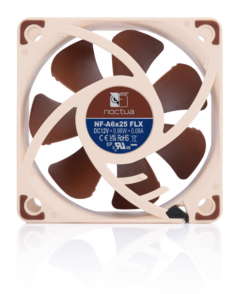 Noctua NF-A6x25 FLX, Premium Quiet Fan, 3-Pin (60mm, Brown)