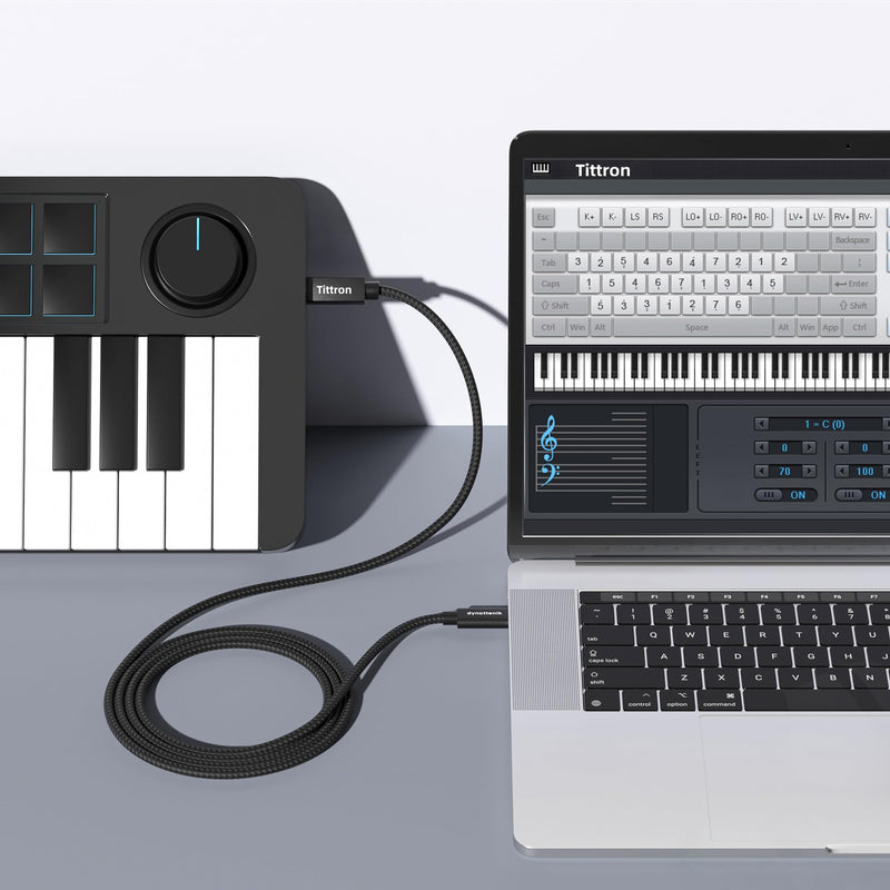 2.0m USB-C to Type-B MIDI Interface Cable for MIDI Keyboards/Controllers - MIDI-CB200, Metal