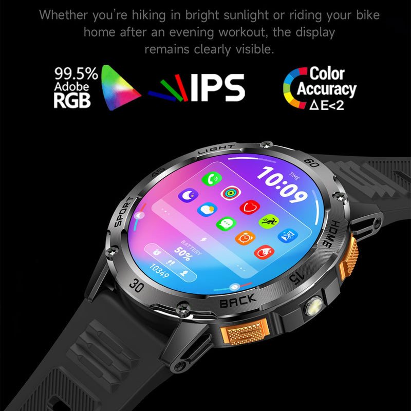 Military Smart Watch (Answer/Make Calls) for Men, 1.53" Smart Watch for Android and iPhone, IP68 Fitness Tracker with Flashlight/Compass/Heart Rate/Sleep/100+ Sport Modes(3 Straps) (Silver) Silver