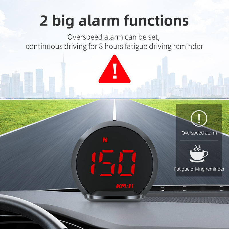 GPS Speedometer HUD, Head Up Display for Cars with Digital Speedometer for Car MPH, Travel Direction Function,Clock,and Overspeed Alarm, Fatigue Driving Alarm,Car Heads Up Display for All 5V Vehicles