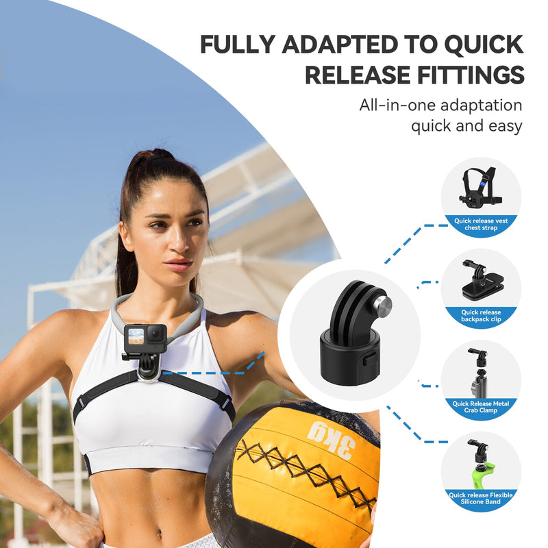 TELESIN S2 Plus Quick Release Magnetic Neck Mount with Fixing Chest Strap, Necklace Lanyard Holder for GoPro Max 12 11 10 9 8 7 6 Insta360 X3 X4 GO3 Ace Pro DJI Action 3 4 Osmo Pocket 3 Accessories 23.62" Collar