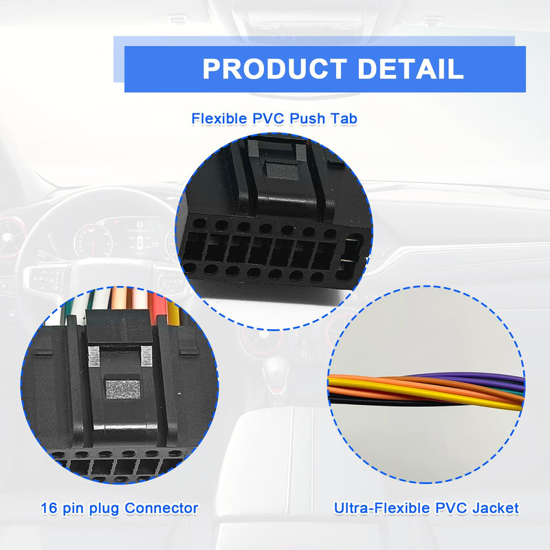 [AUSTRALIA] - 16 Pin Vehicle Aftermarket Wiring Harness Compatible with Kenwood CD DVD Navigation in-Dash,Kenwood car Stereo Wiring Harness,XT91016 Car Stereo CD Player Wiring Harness 