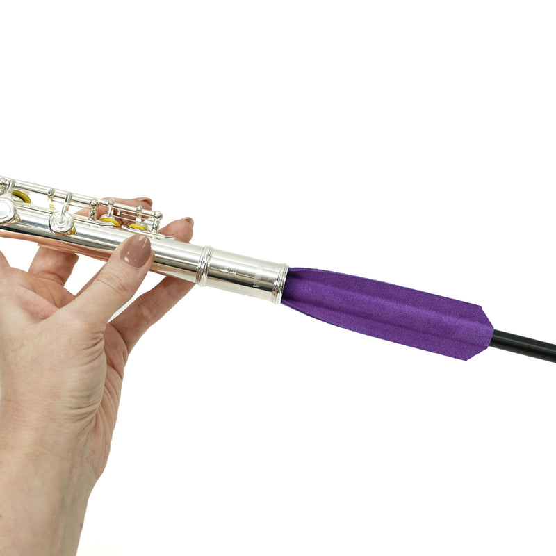 Purple Altieri Flute Wand - Professional Flute Cleaning Tool - Ultrasuede - Super Soft Absorbent Swab, Long Reach Full Bore & Cork Plate Cleaning, Portable & Easy Cleaning Purple