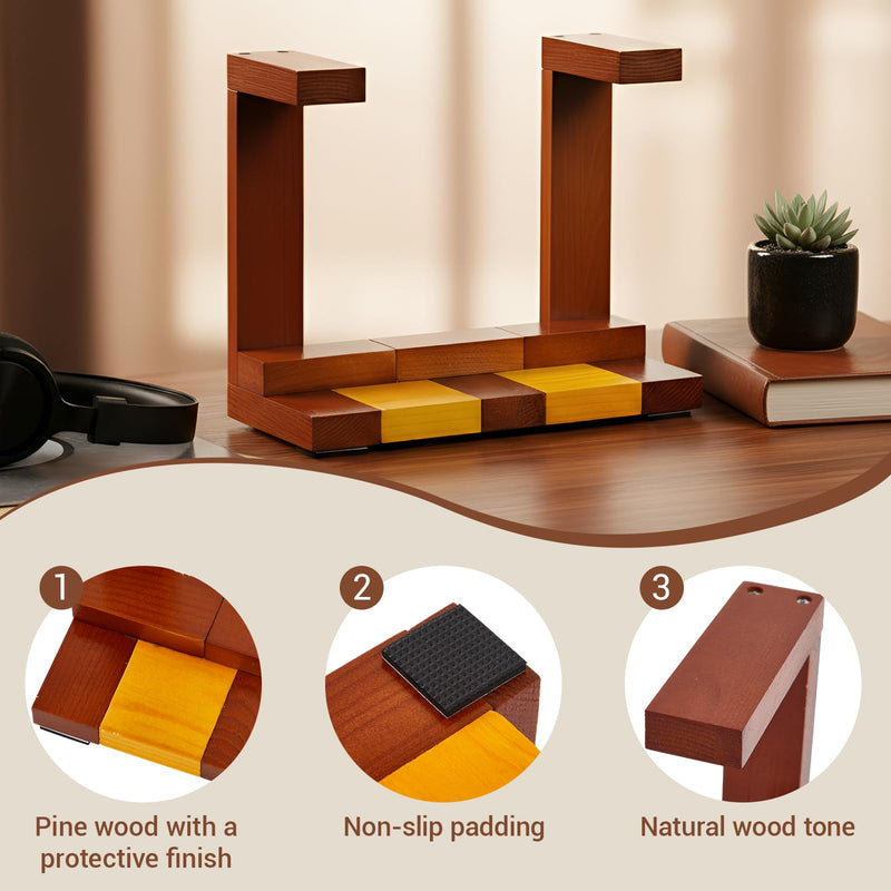 Ripeng Wooden Trumpet Stand Horizontal Trumpet Holder for All Musicians Unique Gift, 9.5 x 4.7 x 7.8 Inch, Trombone Accessories