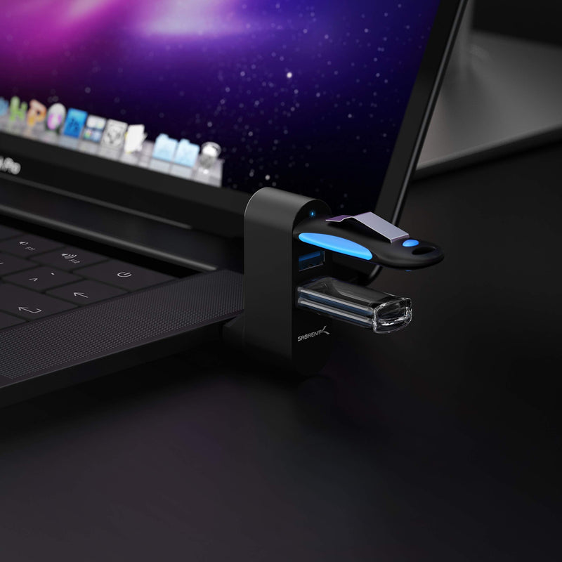 SABRENT Premium 3-Port Aluminum Mini USB 3.0 Hub [90°/180° Degree Rotatable] (HB-R3MB) Black