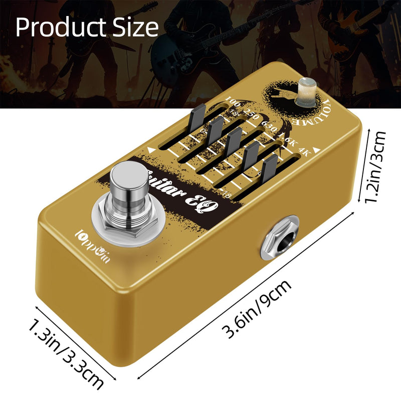 Guitar Pedals, 5-Band Guitar Graphic Equalizer Pedal with Master Level Control - True Bypass & Metal Shell