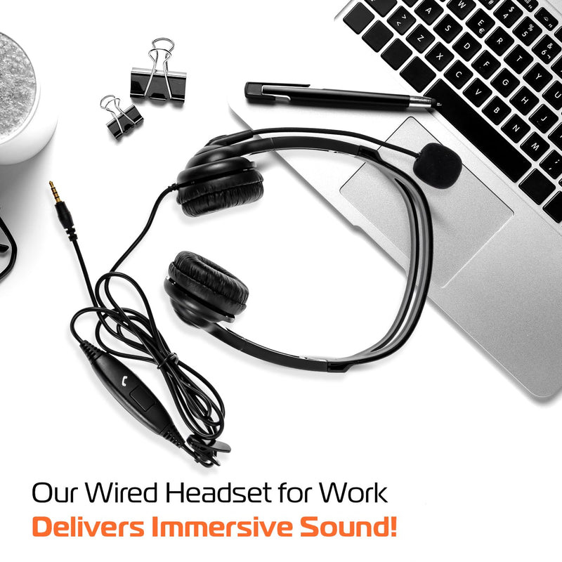 Spracht ZUM3500 Stereo 3.5mm and USB Dual Ear Universal Headset with Microphone | Office Headset for Computer, Smartphones & Tablets | Plug-and-Play, no Drivers |The Ultimate USB Headset Experience