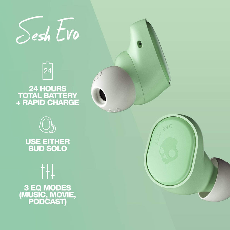 Skullcandy Sesh Evo in-Ear Wireless Earbuds - Mint Pure Mint