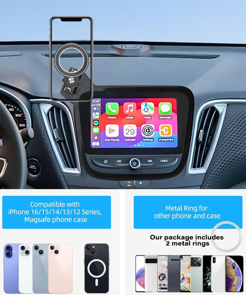 Car Phone Holder for 2016-2025 Chevrolet Malibu/2018-2024 Equinox Accessories Apply to 8 Inch Touch Screen Fixed Clip Magnetic Cell Phone Mount Hands-Free 360 Degree Rotation fit for 2016-2025 Malibu/2018-2024 Equinox(8 Inch)