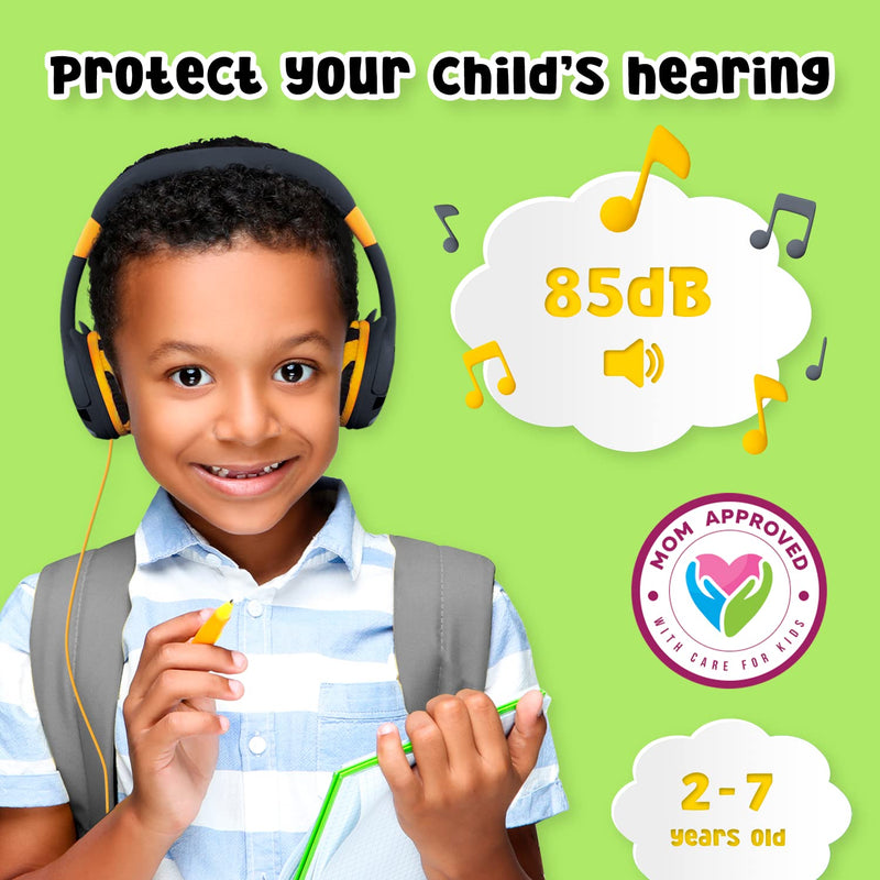 Kidrox Save Up to 19% on Toddler Headphones for 2 + Year Old – Kids Headphones Wired for School, Infant Headphones for Girls, Headphones for Boys Black & Orange Set