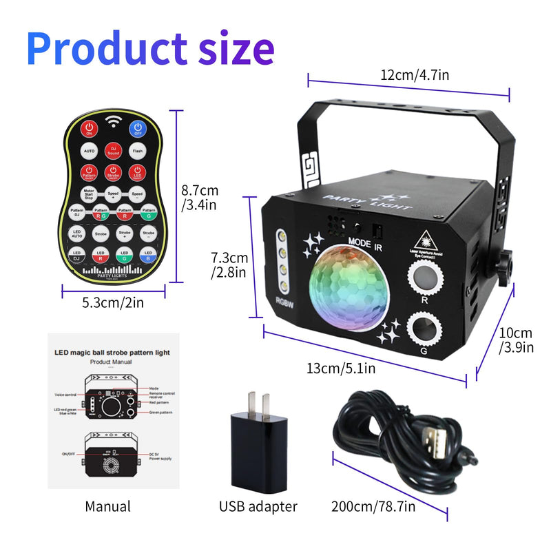 Wuzstar 7 Lens Disco Ball Lights,USB Powered RGBW DJ Strobe Lighting Sound Activated,Laser Party Light Indoor Outdoor for Xmas Club Bar Parties Holiday Christmas Home Decoration