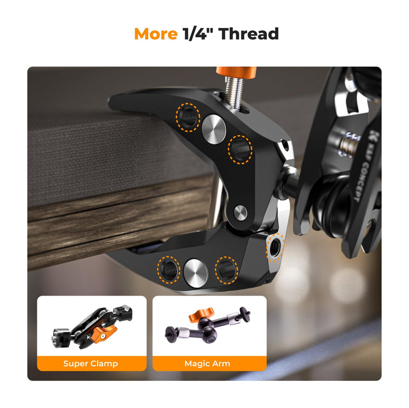 [AUSTRALIA] - K&F Concept MS13 Magic Arm with Super Clamp, Super Clamp with two 360° ball heads, 1/4" thread and 1/4" screw compatible with Camera, Phone, GoPro, Tripod Super Clamp with Magic Arm 