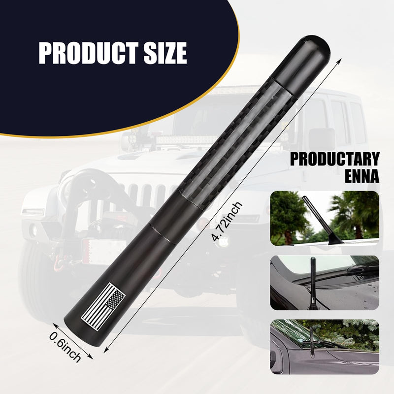1 PC Car Radio Antenna with Screw, Aerodynamic Design, Waterproof Carbon Fiber Vehicle Signal Receiver, Universal 4.72In Automotive Antenna Replacement (Black #American Flag) Medium Black #American Flag