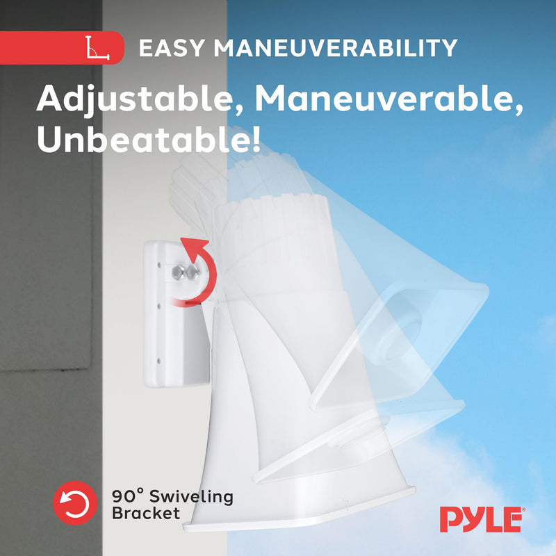 Pyle Indoor / Outdoor PA Horn Speaker - 6” Portable PA Speaker With 8 Ohms Impedance & 50 Watts Peak Power - Mounting Bracket & Hardware Included - Pyle PHSP4 White