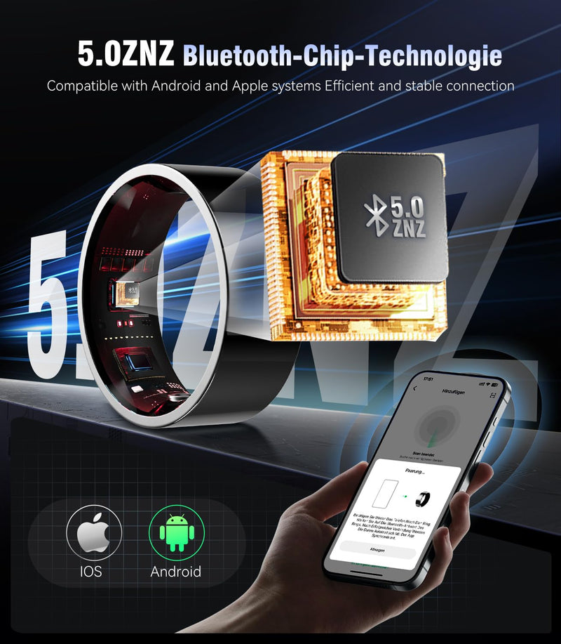 8.0 Smart Ring and Charging Case【Industry First – 0 Measurement Error】【IP68 Waterproof】 2025 Smart Ring for Women & Men for Sleep Tracking Wearable Device,Fitness Ring Black 10#