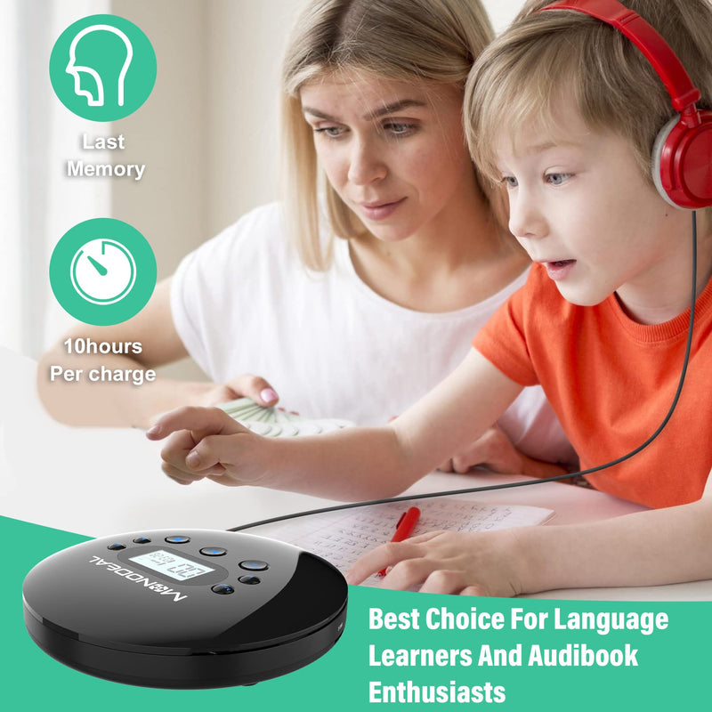 CD Player Portable, MONODEAL Portable CD Player with FM Transmitter, Rechargeable Player for Car for Home Travel with Anti-Skip Protection Compact Player with Headphones