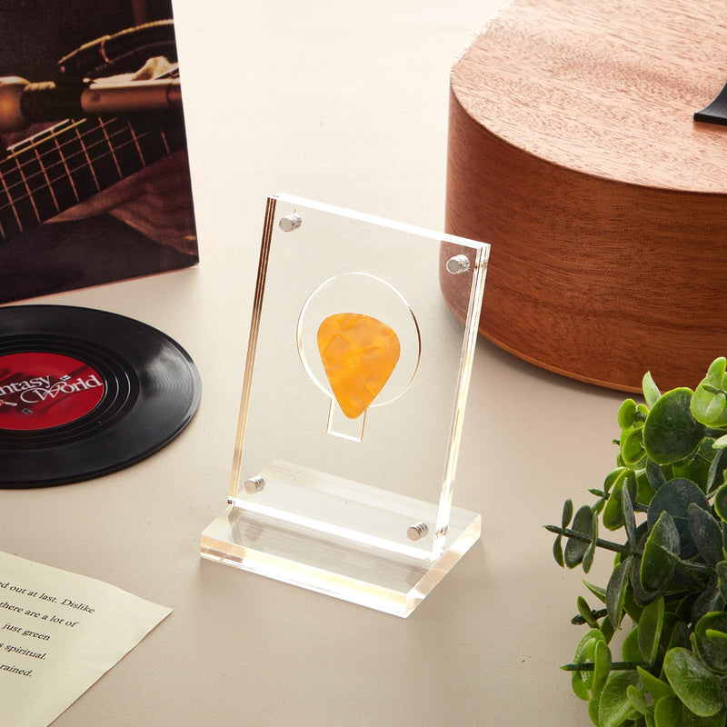 Acrylic Guitar Pick Display Case Clear Guitar Pick Stand Holder Coin Collectible Guitar Pick Display Easel, 2.5 x 1.8 x 3.95 Inch